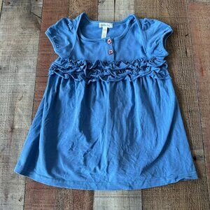 Matilda Jane Blue Ruffle Toddler Dress 12-24M Short Sleeve Striped Button Detail